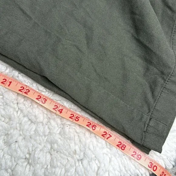 CiSono Linen Collection Olive Green Paperbag Waist Straight Leg PullOn Pant EE13 - Picture 12 of 13